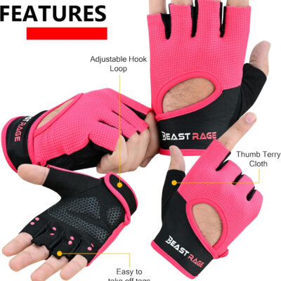 689a68d107f038f24fdd142867459db7bf73ee916ce34cde6104e.jpg BEAST RAGE Workout Gloves for Men & Women - Fingerless Gym Gloves with Palm Protection, Breathable & Lightweight for Weightlifting, Cycling & Pull Up