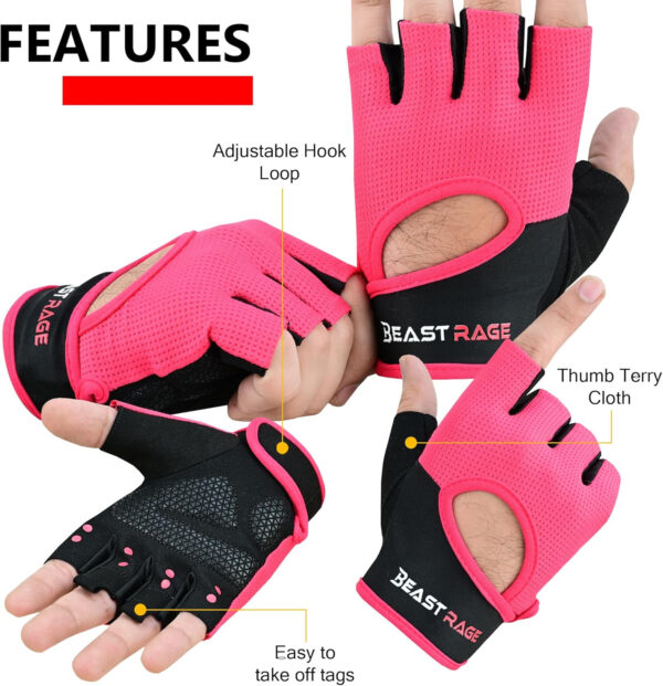 689a68d107f038f24fdd142867459db7bf73ee916ce34cde6104e.jpg BEAST RAGE Workout Gloves for Men & Women - Fingerless Gym Gloves with Palm Protection, Breathable & Lightweight for Weightlifting, Cycling & Pull Up