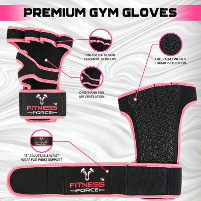 689a69b7dc2115b56efc7ddc70e2a8062ae6f6e593b3e5fcb386e.jpg FITNESS FORCE Ventilated Gym Gloves for Men with Built-in Wrist Support for Workouts Weightlifting Gloves Workout Gloves for Women Exercise Fitness Gloves Perfect for Powerlifting, Cross Training
