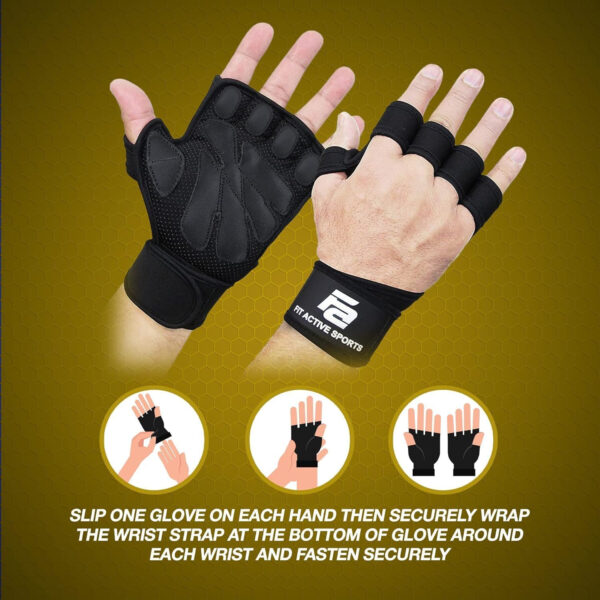 689a6a559e795387df704f8e401b8ba515b45d31f2d261e801ad1.jpg Fit Active Sports New Ventilated Weight Lifting Workout Gloves with Built-in Wrist Wraps for Men and Women - Great for Gym Fitness, Cross Training, Hand Support & Weightlifting.