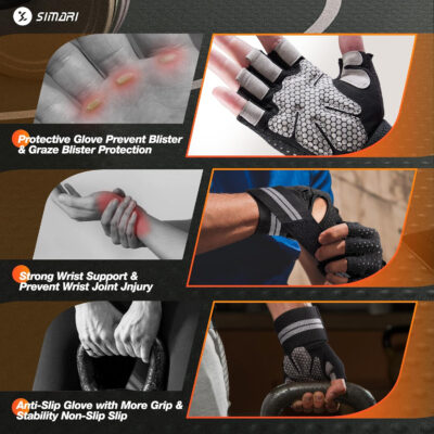 689a6ae1801992dbde5dce4784cbfa4ac075fa703cc881b1b8b73.jpg SIMARI Breathable Workout Gloves for Men Women, Padded Weight Lifting Gloves with Wrist Wraps Support, Full Palm Protection, Grip for Gym Training, Fitness, Weightlifting, Exercise Fingerless Black