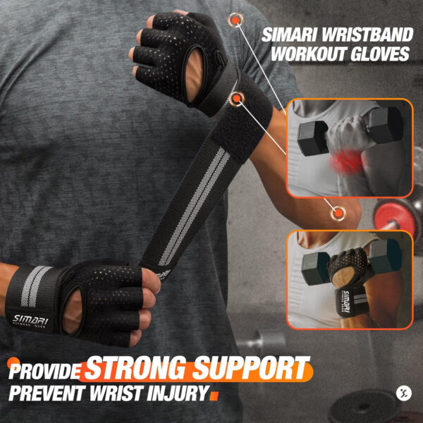 689a6ae3118860549f817d2610c20a1719f89de6debc258d2c5a0.jpg SIMARI Breathable Workout Gloves for Men Women, Padded Weight Lifting Gloves with Wrist Wraps Support, Full Palm Protection, Grip for Gym Training, Fitness, Weightlifting, Exercise Fingerless Black