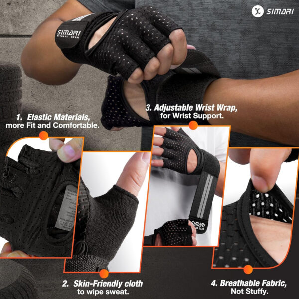 689a6aeac5d8e614e9e004f3052672bf4bcb3c3946f9d551a167a.jpg SIMARI Breathable Workout Gloves for Men Women, Padded Weight Lifting Gloves with Wrist Wraps Support, Full Palm Protection, Grip for Gym Training, Fitness, Weightlifting, Exercise Fingerless Black