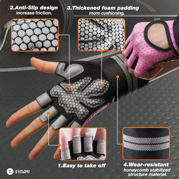 689a6af2c4e12c4204a67f89be376b58fb0fe8f5c0aca5c446136.jpg SIMARI Breathable Workout Gloves for Men Women, Padded Weight Lifting Gloves with Wrist Wraps Support, Full Palm Protection, Grip for Gym Training, Fitness, Weightlifting, Exercise Fingerless Black