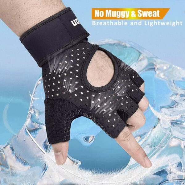 ihuan Breathable Weight Lifting Gloves: Fingerless Workout Gym Wrist Support | Enhance Palm Protection | Extra Grip for Fitness |Training | Rowing | Pull-ups