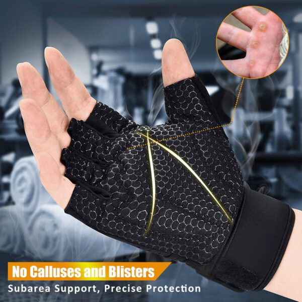 ihuan Breathable Weight Lifting Gloves: Fingerless Workout Gym Wrist Support | Enhance Palm Protection | Extra Grip for Fitness |Training | Rowing | Pull-ups