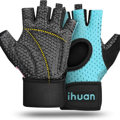 ihuan Breathable Weight Lifting Gloves: Fingerless Workout Gym Wrist Support | Enhance Palm Protection | Extra Grip for Fitness |Training | Rowing | Pull-ups
