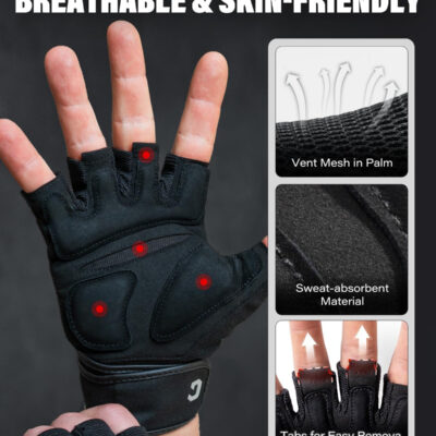 VINSGUIR Weight Lifting Gloves with Wrist Support for Men and Women - Gym, Training, Cycling, Pull-ups, Rowing, Climbing