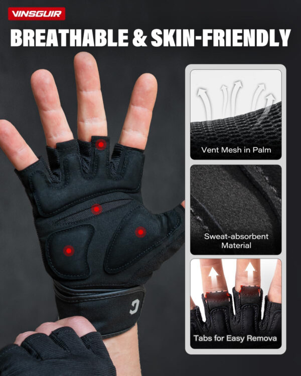 VINSGUIR Weight Lifting Gloves with Wrist Support for Men and Women - Gym, Training, Cycling, Pull-ups, Rowing, Climbing