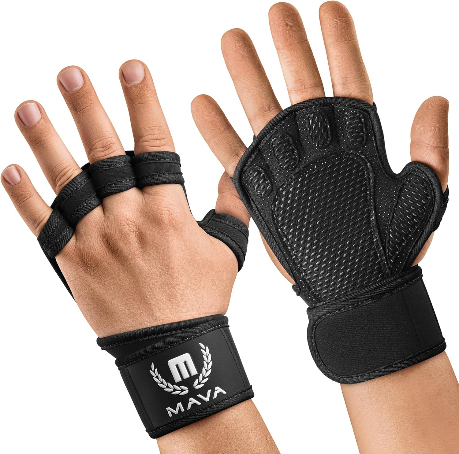 MAVA Open Gym Gloves for Men & Women Padded Weight Lifting Gloves with Wrist Support for Comfort, Protection Strong-Grip Fingerless Workout Gloves for Men & Women Anti-Sweat Gym Accessories