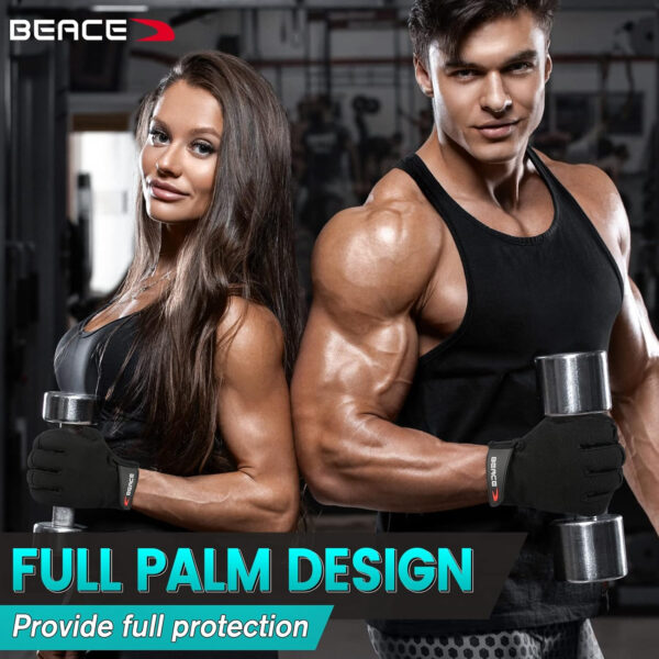 689a6ca48badc7d25313e6277b5f42f5db74fc03d2f9648a28fa3.jpg BEACE Full Finger Weight Lifting Gym Gloves with Anti-Slip Leather Palm for Workout Exercise Training Fitness and Bodybuilding for Men & Women