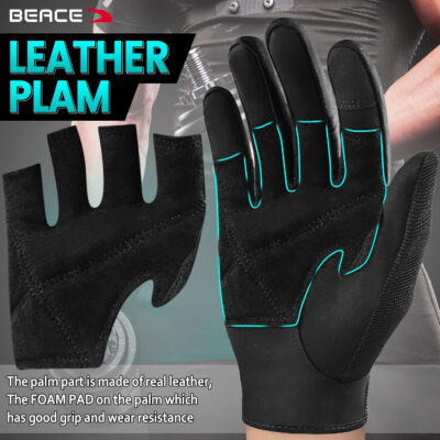 689a6ca669c08a20b4a7bb7c81232532c5bbfe3314f4ec710363b.jpg BEACE Full Finger Weight Lifting Gym Gloves with Anti-Slip Leather Palm for Workout Exercise Training Fitness and Bodybuilding for Men & Women