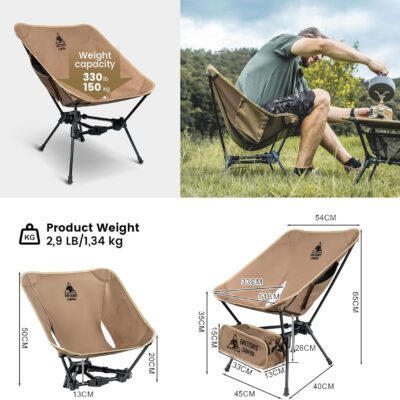 ONETIGRIS Tigerblade Camping Chair, Lightweight Folding Backpacking Hiking Chair, Compact Portable 330 lbs Capacity