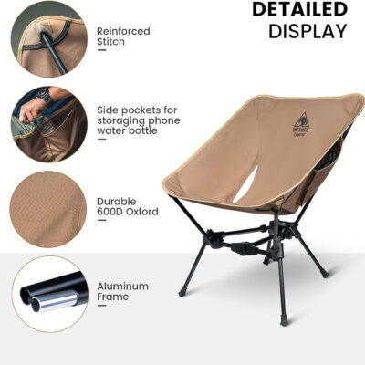 ONETIGRIS Tigerblade Camping Chair, Lightweight Folding Backpacking Hiking Chair, Compact Portable 330 lbs Capacity