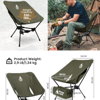 ONETIGRIS Tigerblade Camping Chair, Lightweight Folding Backpacking Hiking Chair, Compact Portable 330 lbs Capacity