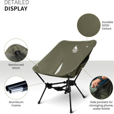ONETIGRIS Tigerblade Camping Chair, Lightweight Folding Backpacking Hiking Chair, Compact Portable 330 lbs Capacity