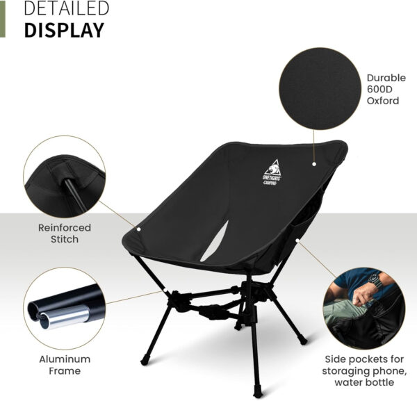 ONETIGRIS Tigerblade Camping Chair, Lightweight Folding Backpacking Hiking Chair, Compact Portable 330 lbs Capacity