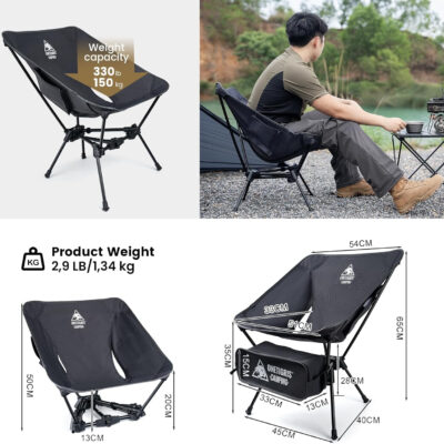 ONETIGRIS Tigerblade Camping Chair, Lightweight Folding Backpacking Hiking Chair, Compact Portable 330 lbs Capacity