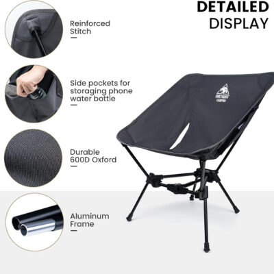 ONETIGRIS Tigerblade Camping Chair, Lightweight Folding Backpacking Hiking Chair, Compact Portable 330 lbs Capacity