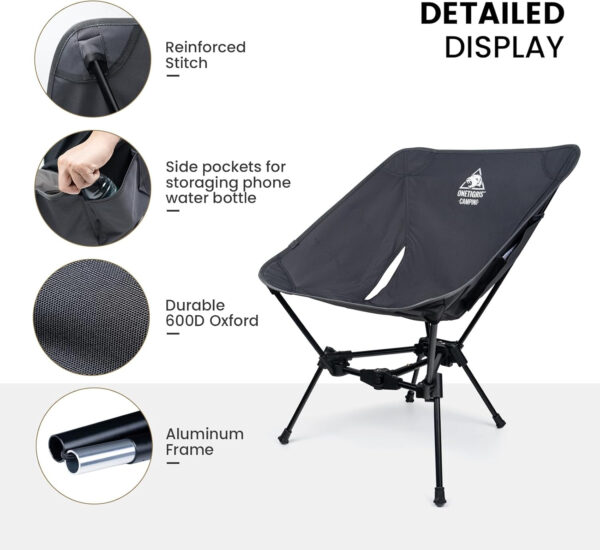 ONETIGRIS Tigerblade Camping Chair, Lightweight Folding Backpacking Hiking Chair, Compact Portable 330 lbs Capacity