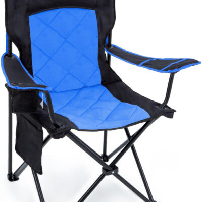 EMERIT 2 Pack Oversized Padded Camping Chair, 350LB Heavy Duty Quad Fold Chair with Arms, Collapsible Outdoor Chairs with Lumbar Back & Cup Holder