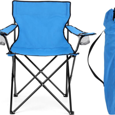 HaSteeL Foldable Camping Chair Set of 2, Folding Camp Chairs for Adults, Large Portable Lawn Chair for Outdoors Fishing, Hiking, Travel, Picnic, Beach, Supports 275lbs & Include Storage Bags (Black)