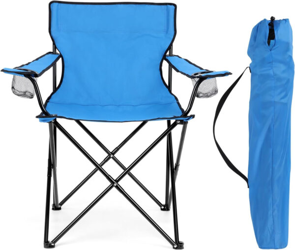 HaSteeL Foldable Camping Chair Set of 2, Folding Camp Chairs for Adults, Large Portable Lawn Chair for Outdoors Fishing, Hiking, Travel, Picnic, Beach, Supports 275lbs & Include Storage Bags (Black)