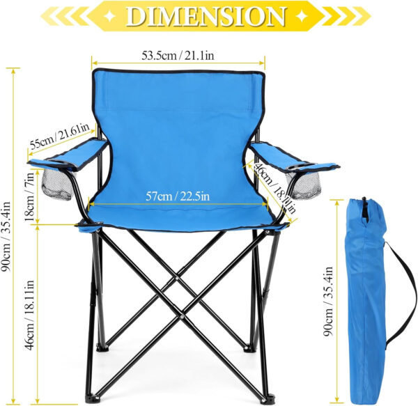 HaSteeL Foldable Camping Chair Set of 2, Folding Camp Chairs for Adults, Large Portable Lawn Chair for Outdoors Fishing, Hiking, Travel, Picnic, Beach, Supports 275lbs & Include Storage Bags (Black)