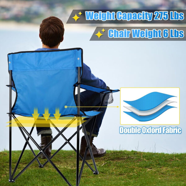 HaSteeL Foldable Camping Chair Set of 2, Folding Camp Chairs for Adults, Large Portable Lawn Chair for Outdoors Fishing, Hiking, Travel, Picnic, Beach, Supports 275lbs & Include Storage Bags (Black)