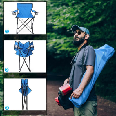 HaSteeL Foldable Camping Chair Set of 2, Folding Camp Chairs for Adults, Large Portable Lawn Chair for Outdoors Fishing, Hiking, Travel, Picnic, Beach, Supports 275lbs & Include Storage Bags (Black)
