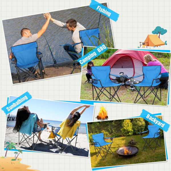 HaSteeL Foldable Camping Chair Set of 2, Folding Camp Chairs for Adults, Large Portable Lawn Chair for Outdoors Fishing, Hiking, Travel, Picnic, Beach, Supports 275lbs & Include Storage Bags (Black)