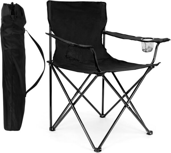 HaSteeL Foldable Camping Chair Set of 2, Folding Camp Chairs for Adults, Large Portable Lawn Chair for Outdoors Fishing, Hiking, Travel, Picnic, Beach, Supports 275lbs & Include Storage Bags (Black)