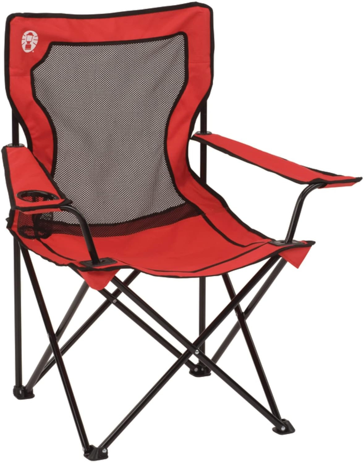 Coleman Broadband Mesh Quad Camping Chair with Carry Bag & Cup Holder, Cooling Mesh Back with Adjustable Arms, Great for Camping, Tailgating, Firepits, Patio, & More