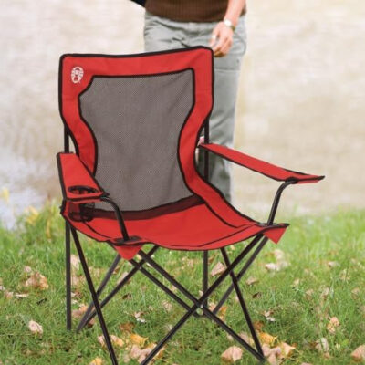689a6f4a4d211440a6f28a2033f84bd9d66b8299651dde582f577.jpg Coleman Broadband Mesh Quad Camping Chair with Carry Bag & Cup Holder, Cooling Mesh Back with Adjustable Arms, Great for Camping, Tailgating, Firepits, Patio, & More