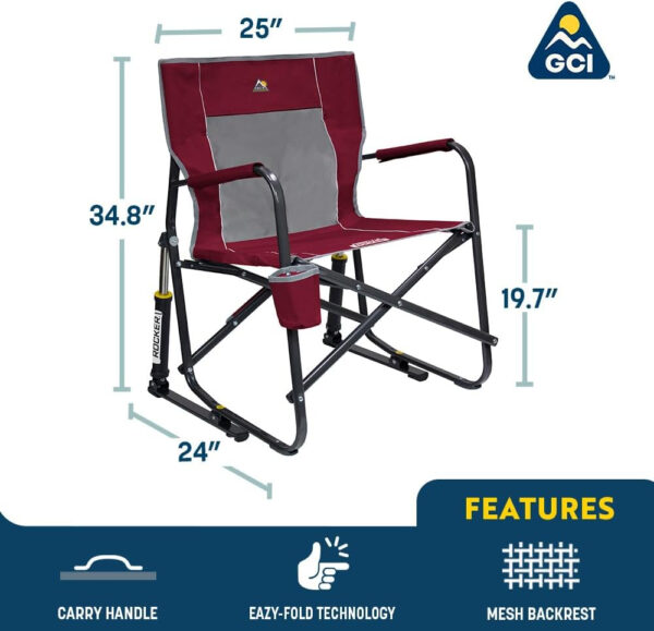 689a6f88ca238d17d8829198764be1469ec098ad6abd2f48b97b8.jpg GCI OUTDOOR Freestyle Rocker Camping Chair | Portable Folding Rocking Chair with Solid, Durable Armrests, Drink Holder & Comfortable Backrest — Cinnamon