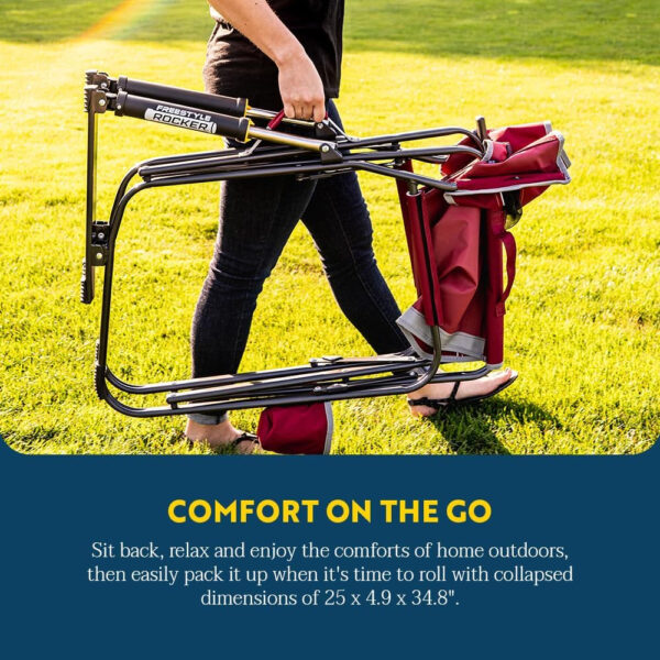 689a6f8b1bdf752026ca95b8a4b69bd4450518a96dc09a9a88332.jpg GCI OUTDOOR Freestyle Rocker Camping Chair | Portable Folding Rocking Chair with Solid, Durable Armrests, Drink Holder & Comfortable Backrest — Cinnamon