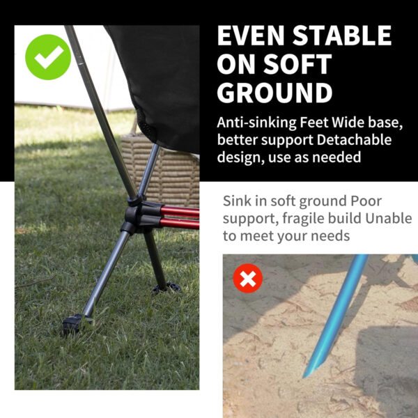 Naturehike YL08 Ultralight Camping Chair, 2.12 LBS Portable Backpacking Chair with Anti-Sinking Feet, Lightweight Compact Collapsible Camp Chair Folding Hiking Chair