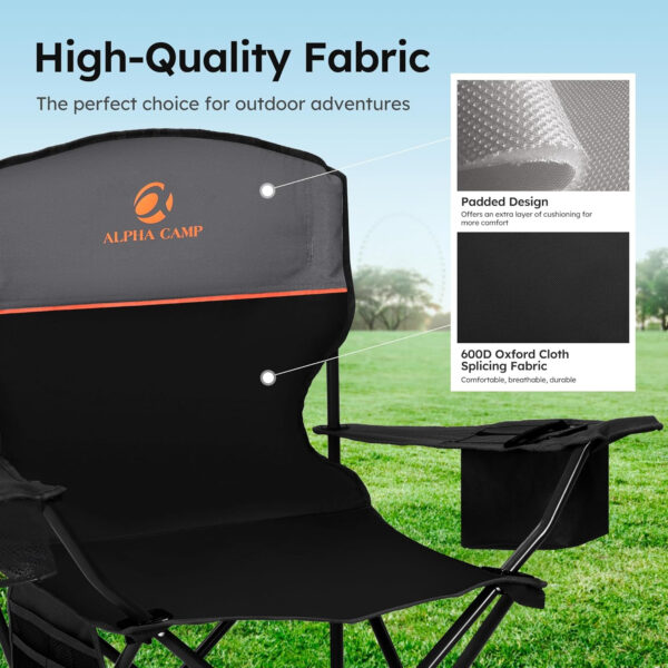 689a709aa1958135545a67b620d19d540a5520cc9e41f39e4a8f5.jpg ALPHA CAMP Camping Chair 2 Pack Portable Chair with 3-Can Cooler Folding Chair with Side Pocket and Cup Holder, Collapsible for Camping, Tailgates, Beach, Fishing and Sports,2PC