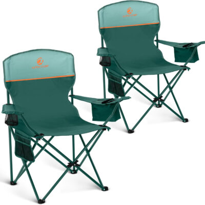 689a70b024d4aefe5ab0bfc7dd1323f411287bca5d7dab3493264.jpg ALPHA CAMP Camping Chair 2 Pack Portable Chair with 3-Can Cooler Folding Chair with Side Pocket and Cup Holder, Collapsible for Camping, Tailgates, Beach, Fishing and Sports,2PC