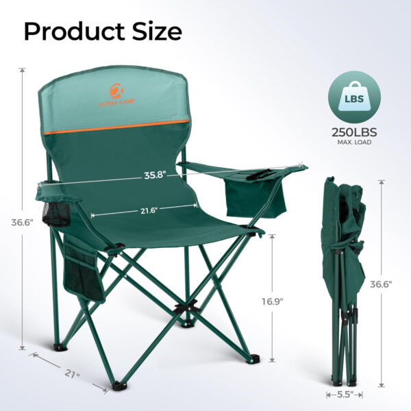 689a70b30e0873156d80bbff59ecf030d68f6dd8168ae10fb9907.jpg ALPHA CAMP Camping Chair 2 Pack Portable Chair with 3-Can Cooler Folding Chair with Side Pocket and Cup Holder, Collapsible for Camping, Tailgates, Beach, Fishing and Sports,2PC