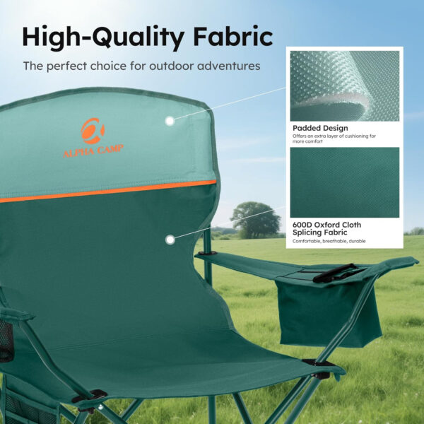 689a70b78002b34f39e1f2c1378bed506f52675897982e176ab04.jpg ALPHA CAMP Camping Chair 2 Pack Portable Chair with 3-Can Cooler Folding Chair with Side Pocket and Cup Holder, Collapsible for Camping, Tailgates, Beach, Fishing and Sports,2PC