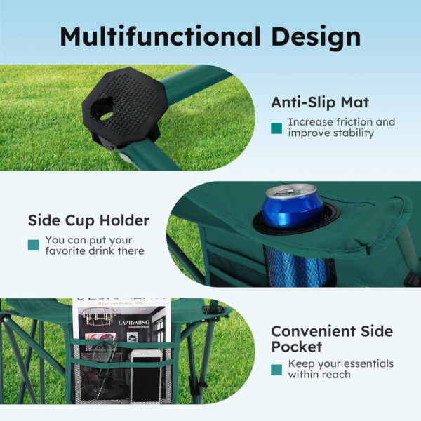 689a70ba943a5c5d58e891d8bab8da56ff0aeed68d17255cec44d.jpg ALPHA CAMP Camping Chair 2 Pack Portable Chair with 3-Can Cooler Folding Chair with Side Pocket and Cup Holder, Collapsible for Camping, Tailgates, Beach, Fishing and Sports,2PC