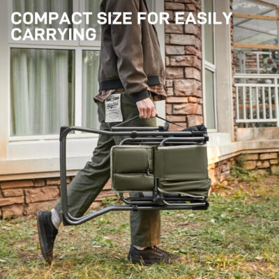 EVER ADVANCED Portable 30.7" Seat Height Tall Folding Camping Chair Directors Chair High Foldable Bar Stool with Side Table for Makeup Artist, Sports Event, Craft Show, Supports 350LBS Black Grey