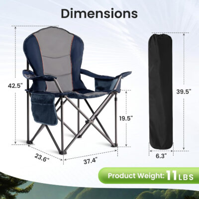 689a7148c40ed8830e3f7db886dcffc0b69c507f1f5d96cc8619b.jpg Oversized Camping Chair Heavy Duty 500LB - Portable Folding Chair with Cooler Bag, Cup Holder & Waterproof Phone Case for Adults, Beach, Hiking, Backyard (Blue & Gray)