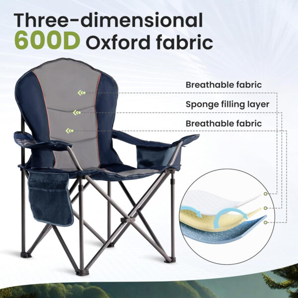 689a71523c81c3d3c2540c5d75cb53cd722b8f83c9d1a5abc8bf9.jpg Oversized Camping Chair Heavy Duty 500LB - Portable Folding Chair with Cooler Bag, Cup Holder & Waterproof Phone Case for Adults, Beach, Hiking, Backyard (Blue & Gray)