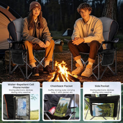 689a715bca9acf382c03af095d8590826aa867a1ba1e192c97bad.jpg Oversized Camping Chair Heavy Duty 500LB - Portable Folding Chair with Cooler Bag, Cup Holder & Waterproof Phone Case for Adults, Beach, Hiking, Backyard (Blue & Gray)