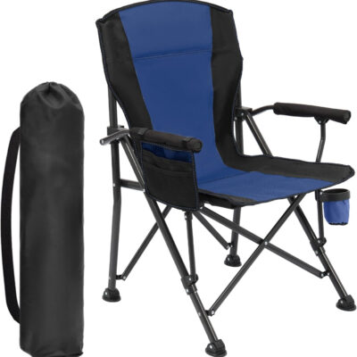 2 Pack Oversized Folding Camping Chair for Adults, Supports 450 LBS Camping Chairs, Heavy Duty Camping Chair with Side Pockets, Foldable Outdoor Chair for Camping, Beach, Fishing, Hiking, Black-Gray