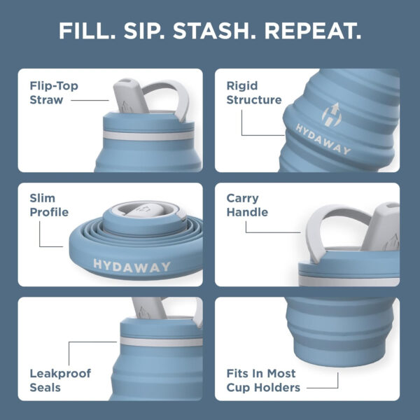 689acd0e2548e01ed8d8759bb8bd894636c046a56692919901edc.jpg HYDAWAY 25oz Collapsible Water Bottle - BPA-Free, Leakproof, Lightweight, and Space-Saving - Perfect for Hiking, Travel, and All-Day Hydration