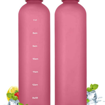689acd42ce2c2ca078e4496a49f2f87e269a7b8825f7425c8fc8e.jpg Plastic Water Bottle 32 Oz, Slim Water Bottle With Time Marker, 1 Liter Large Capacity Time Marked Cute Water Bottles for Women Men Fitness,Office and Outdoor Sports