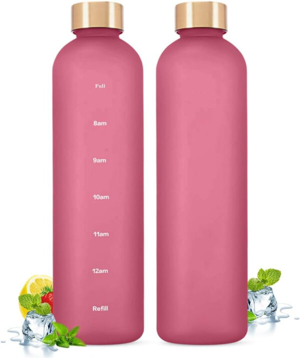 689acd42ce2c2ca078e4496a49f2f87e269a7b8825f7425c8fc8e.jpg Plastic Water Bottle 32 Oz, Slim Water Bottle With Time Marker, 1 Liter Large Capacity Time Marked Cute Water Bottles for Women Men Fitness,Office and Outdoor Sports